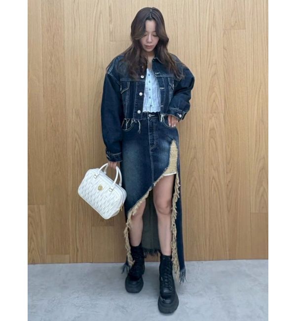 EVRIS「ダメージスリットロングデニムスカート【セットアップ着用可能】」|スカート|