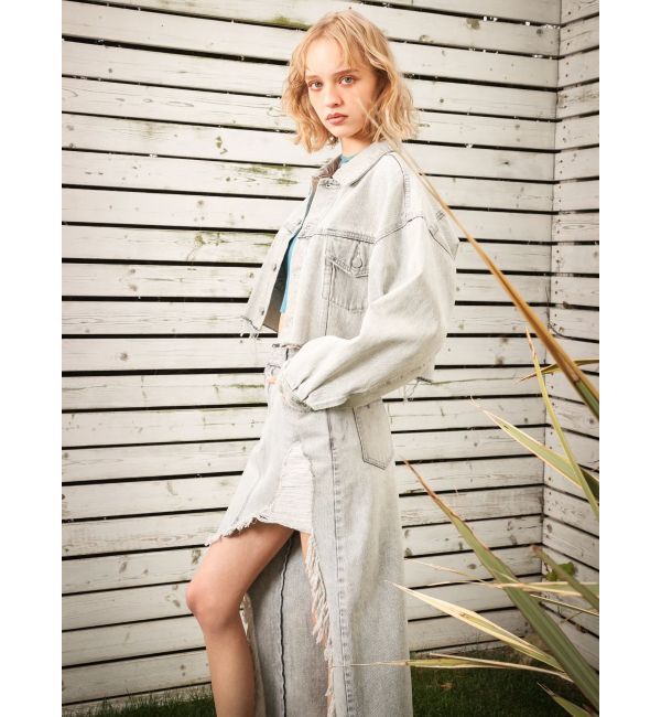 EVRIS「ダメージスリットロングデニムスカート【セットアップ着用可能】」|スカート|