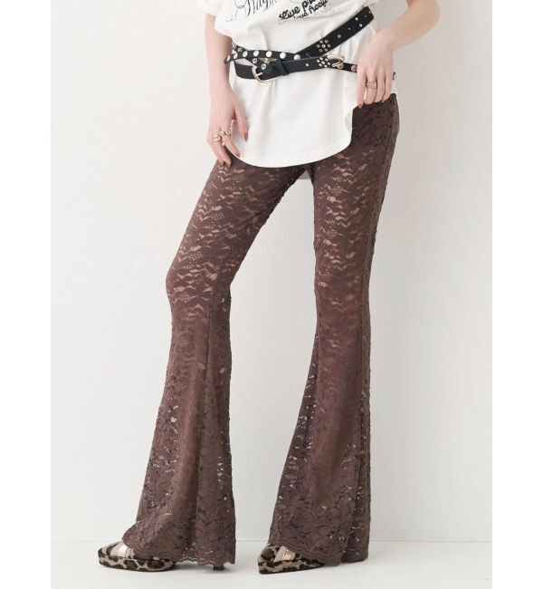 EVRIS「レースフレアパンツ」|その他|ブラウン
