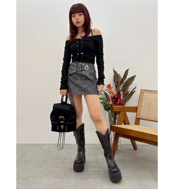 EVRIS「ダブルベルトミニスカート」|スカート|