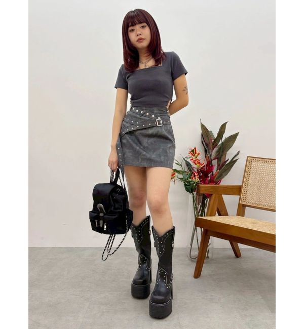 EVRIS「ダブルベルトミニスカート」|スカート|