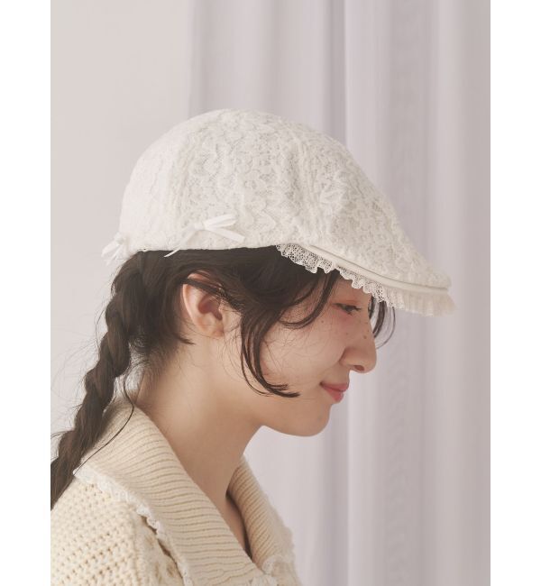merry jenny「lace hunting cap」|ハンチング・ベレー帽|オフホワイト