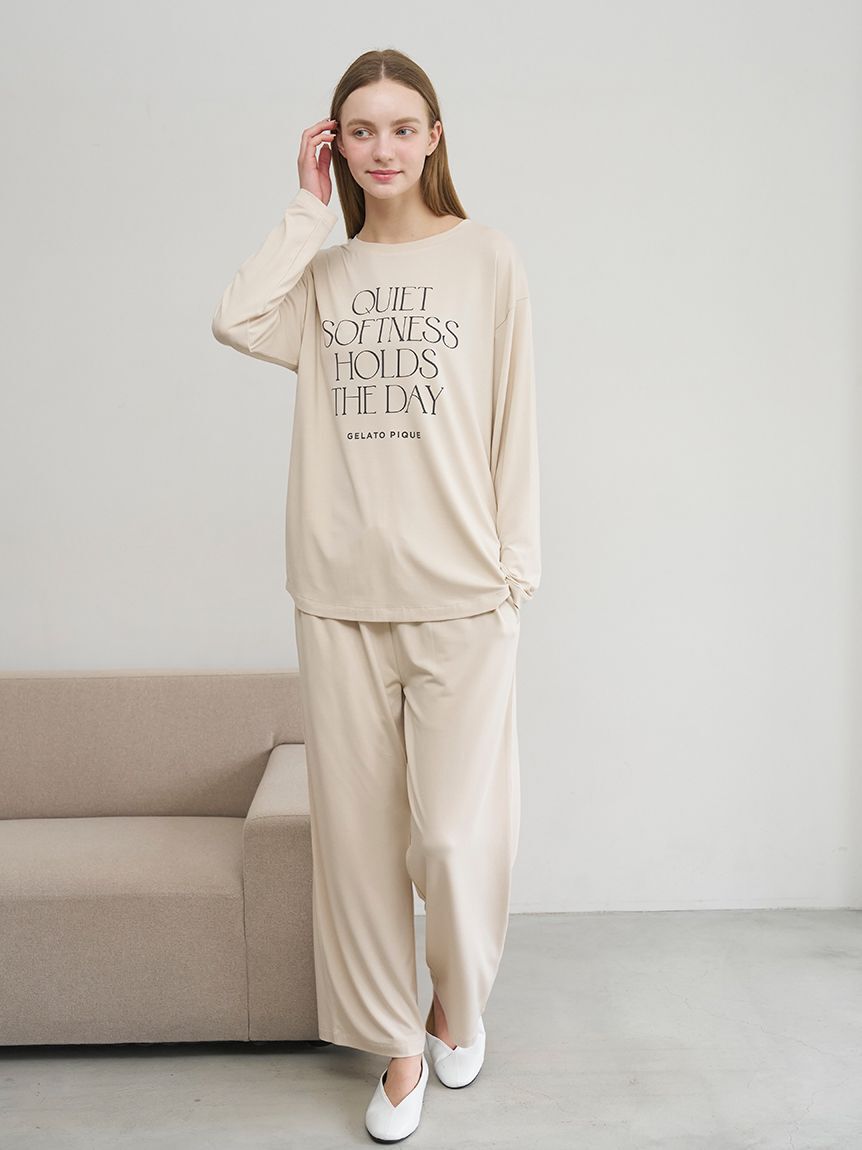 gelato pique「【接触冷感】レーヨンロゴロングパンツ」|ルームウェア|