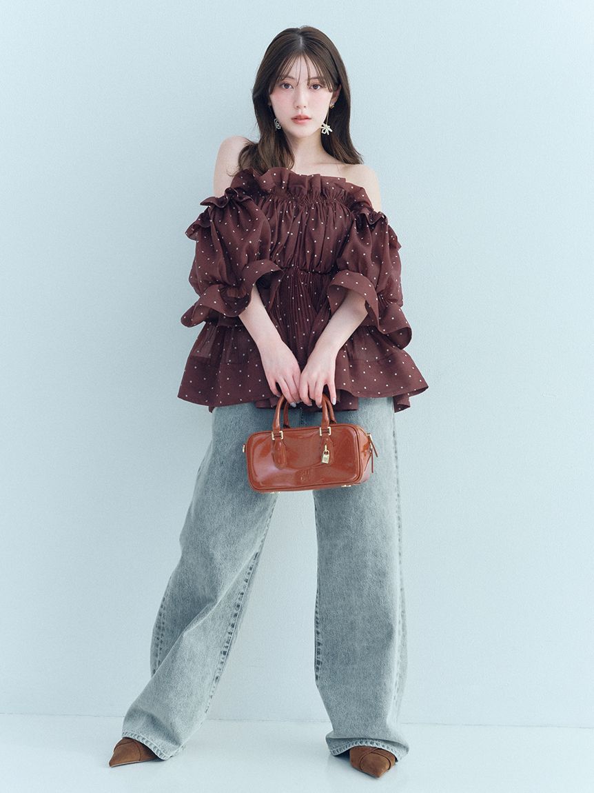 SNIDEL「ボリュームギャザーフリルチュニック」|シャツ・ブラウス|