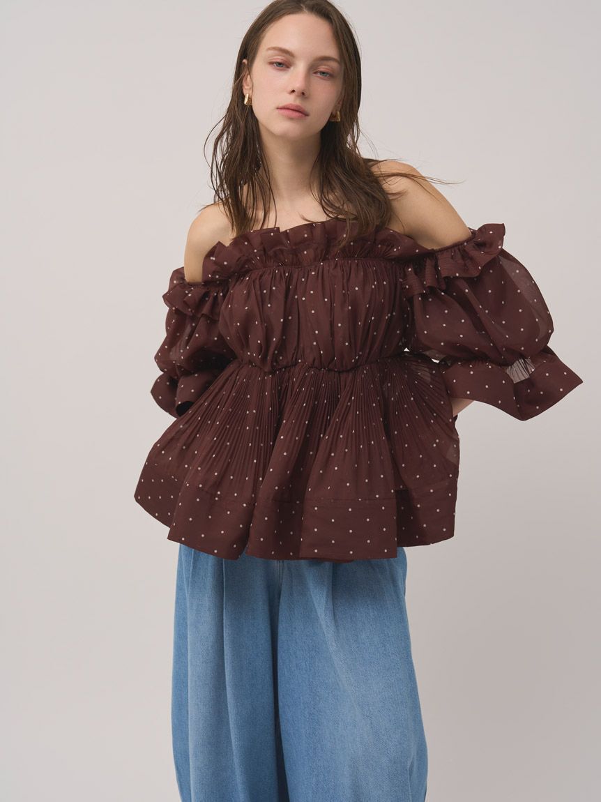 SNIDEL「ボリュームギャザーフリルチュニック」|シャツ・ブラウス|