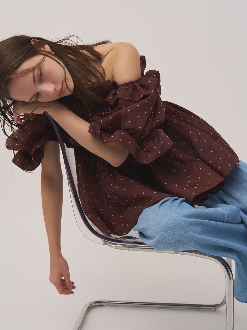 SNIDEL「ボリュームギャザーフリルチュニック」|シャツ・ブラウス|