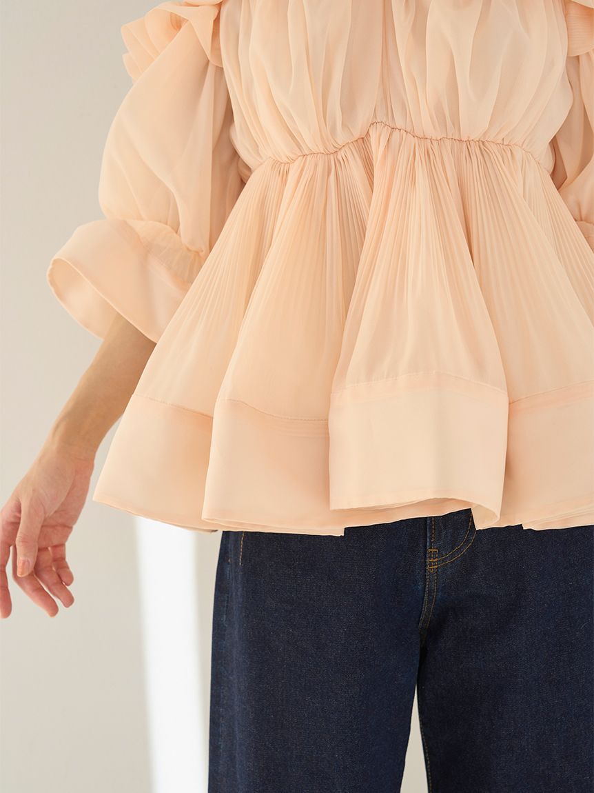 SNIDEL「ボリュームギャザーフリルチュニック」|シャツ・ブラウス|