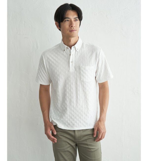 IKKA LOUNGE「冷感リンクスジャカード市松ポロシャツ」|Tシャツ・カットソー|ホワイト