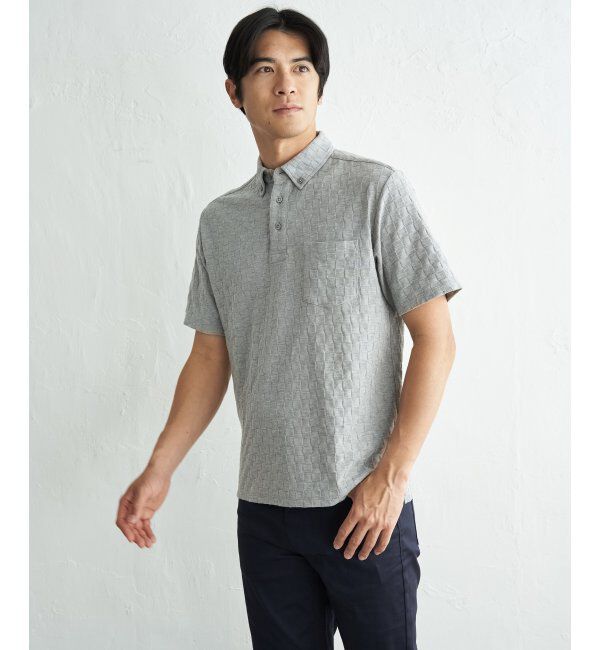 IKKA LOUNGE「冷感リンクスジャカード市松ポロシャツ」|Tシャツ・カットソー|グレー
