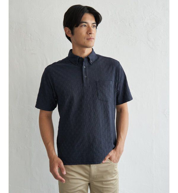 IKKA LOUNGE「冷感リンクスジャカード市松ポロシャツ」|Tシャツ・カットソー|