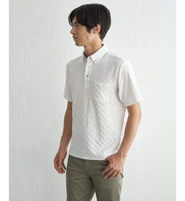 IKKA LOUNGE「冷感リンクスジャカード市松ポロシャツ」|Tシャツ・カットソー|