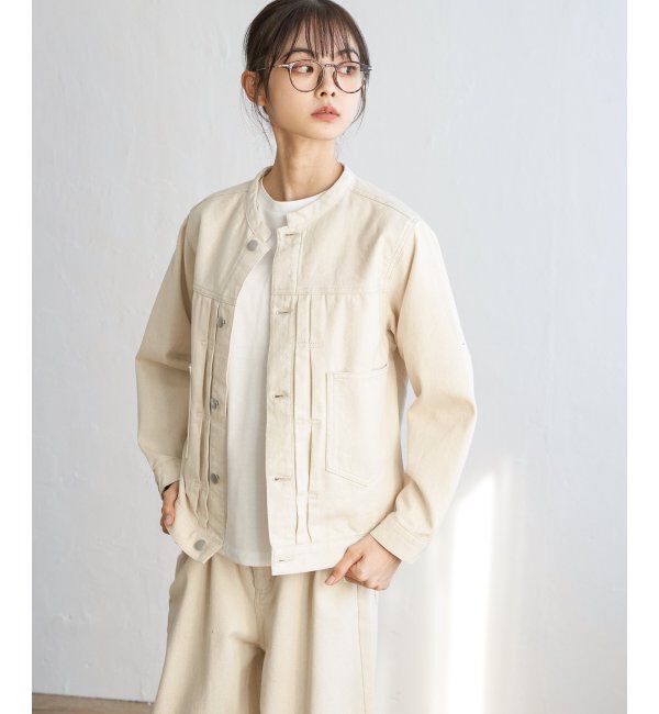 Lbc with Life「ＬＢＣデニムノーカラージャケット」|ブルゾン・スタジャン|