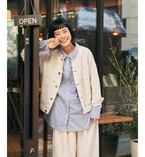 Lbc with Life「ＬＢＣデニムノーカラージャケット」|ブルゾン・スタジャン|