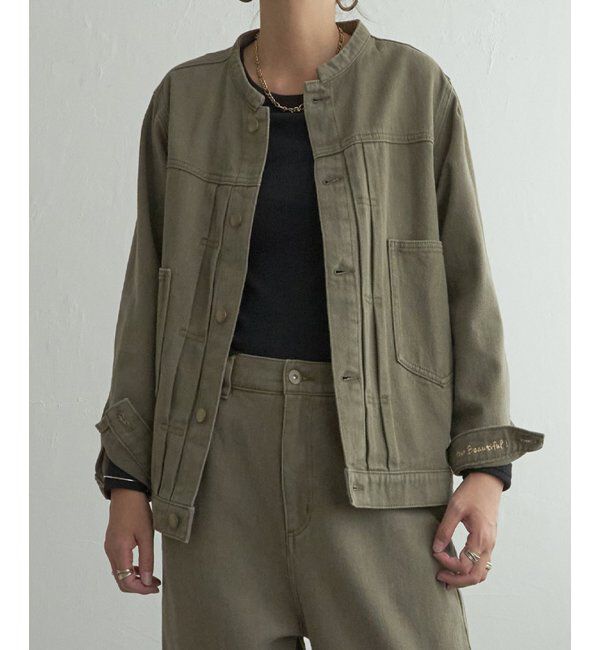 Lbc with Life「ＬＢＣデニムノーカラージャケット」|ブルゾン・スタジャン|