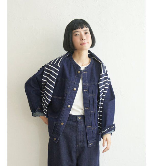 Lbc with Life「ＬＢＣデニムノーカラージャケット」|ブルゾン・スタジャン|