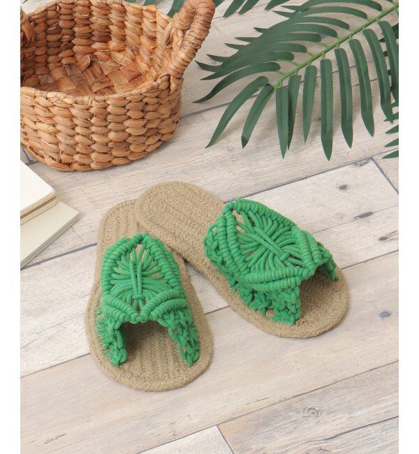 Lbc with Life「マクラメコットンサンダル」|ルームシューズ|グリーン