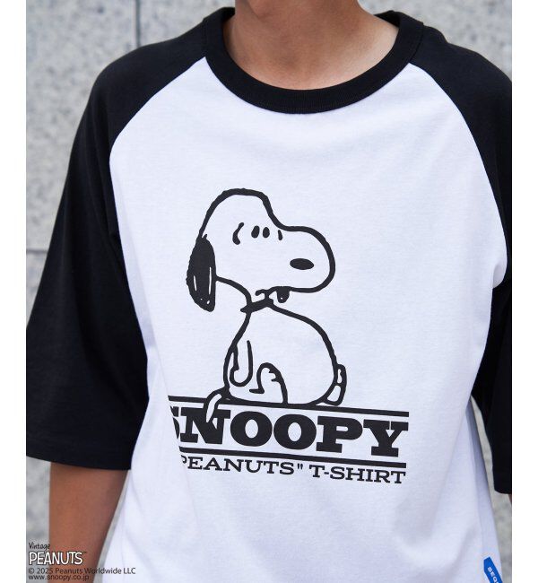 VENCE share style「PEANUTS ピーナッツ SNOOPY スヌーピー TP ビンテージラグランTシャツ」|Tシャツ・カットソー|ブラック