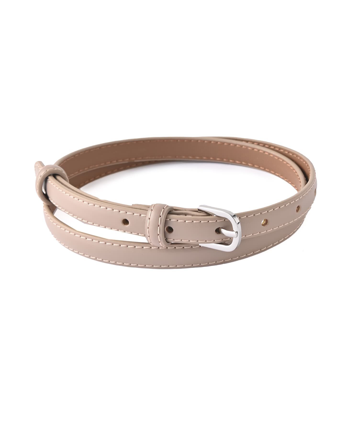 STYLE DELI「【DELI by】リアルレザースリムベルト」|ベルト|ベージュ