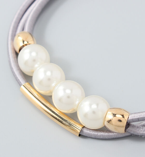 Phoebe「パールラインコンビヘアブレス グレー」|ヘアゴム・シュシュ|