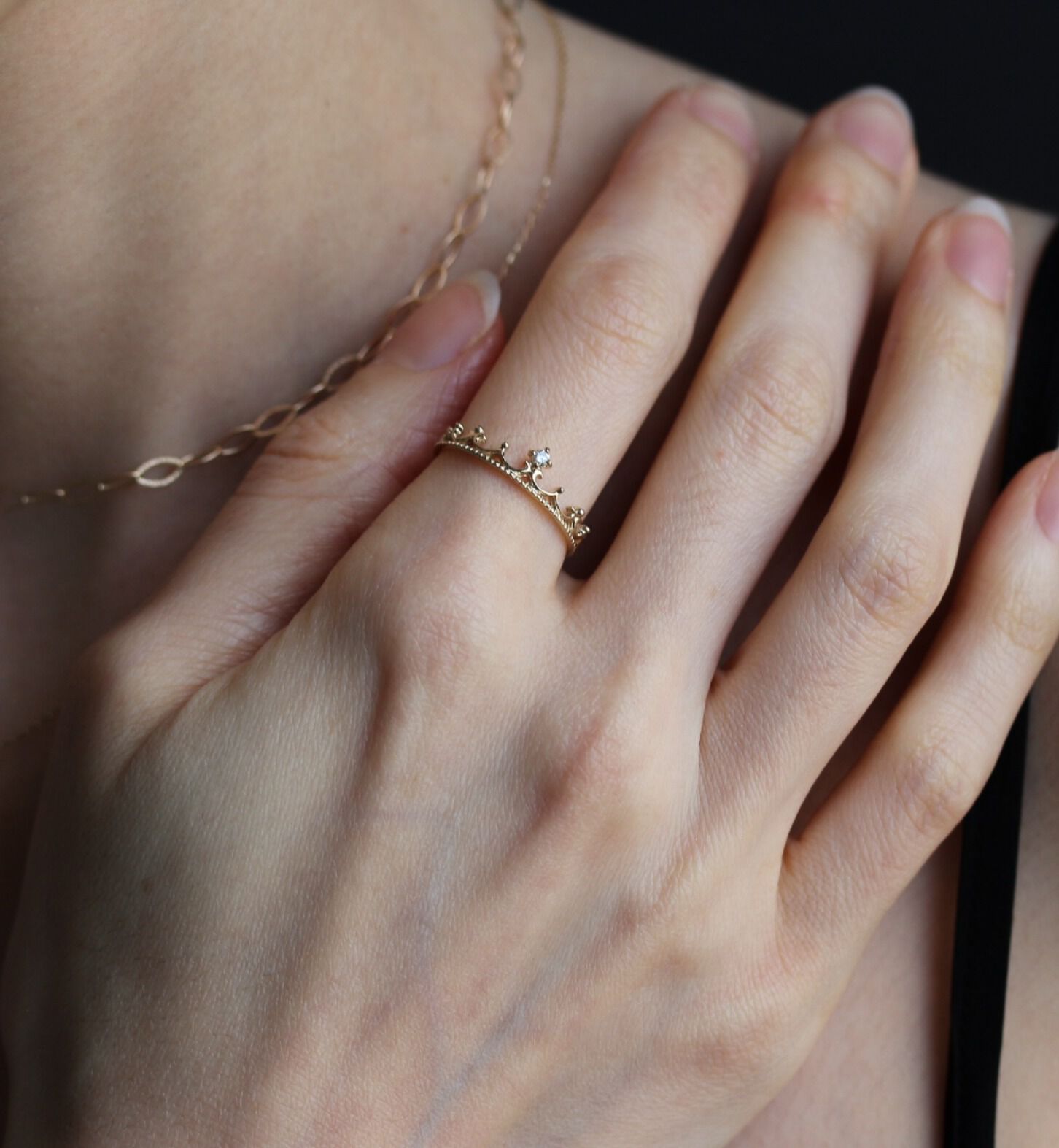  「ダイヤモンド クラウン リング | K10YG」|リング|