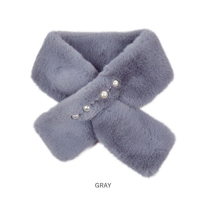 BACKYARD FAMILY「ティペット レディース ファー 通販 ミニマフラー マフラー 襟巻き 首巻き パール付 パール」|ストール|