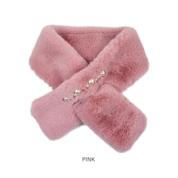 BACKYARD FAMILY「ティペット レディース ファー 通販 ミニマフラー マフラー 襟巻き 首巻き パール付 パール」|ストール|