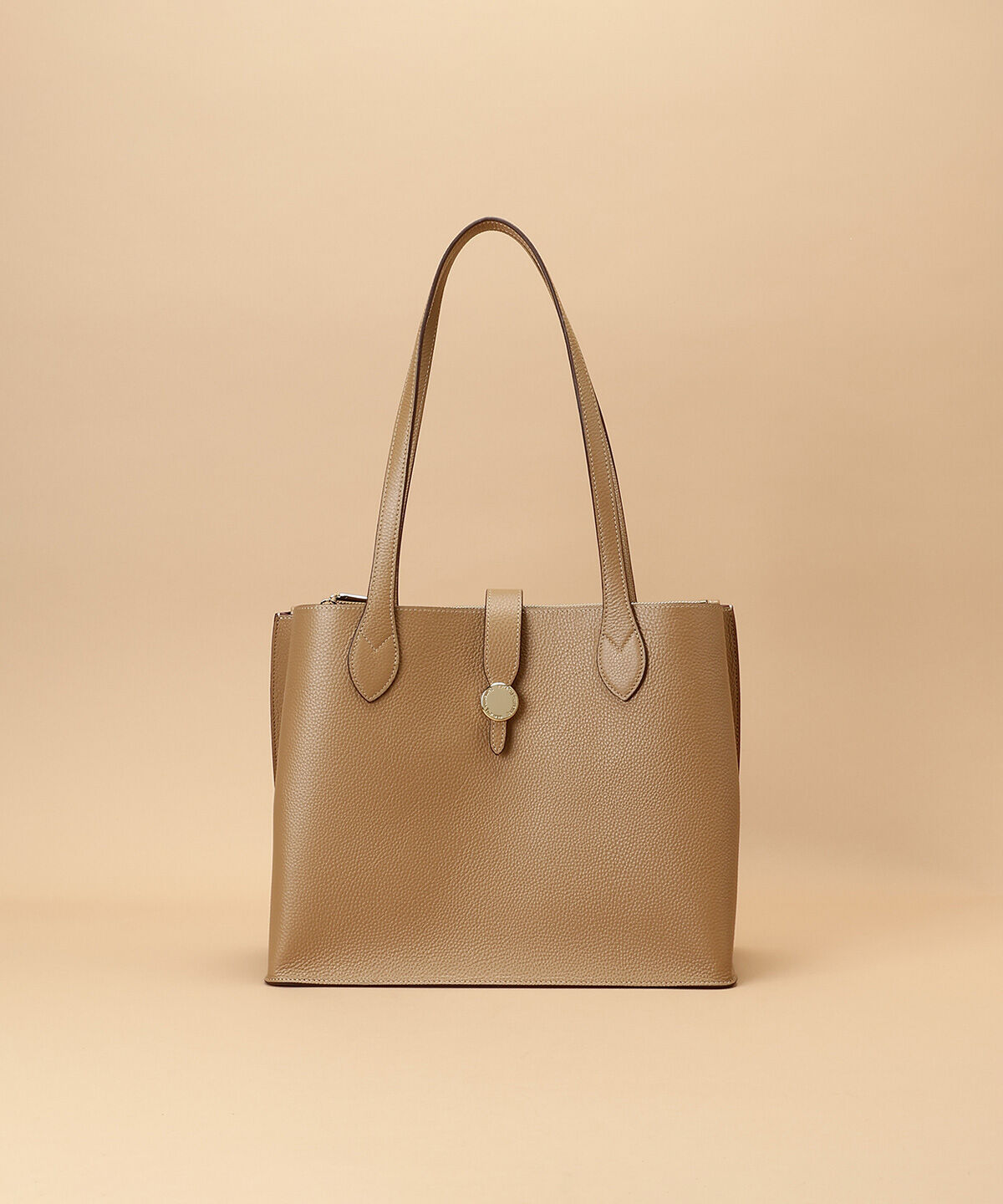 Samantha Thavasa「サークルモチーフスクエアレザートートバッグ 大サイズ」|トートバッグ|キャメル