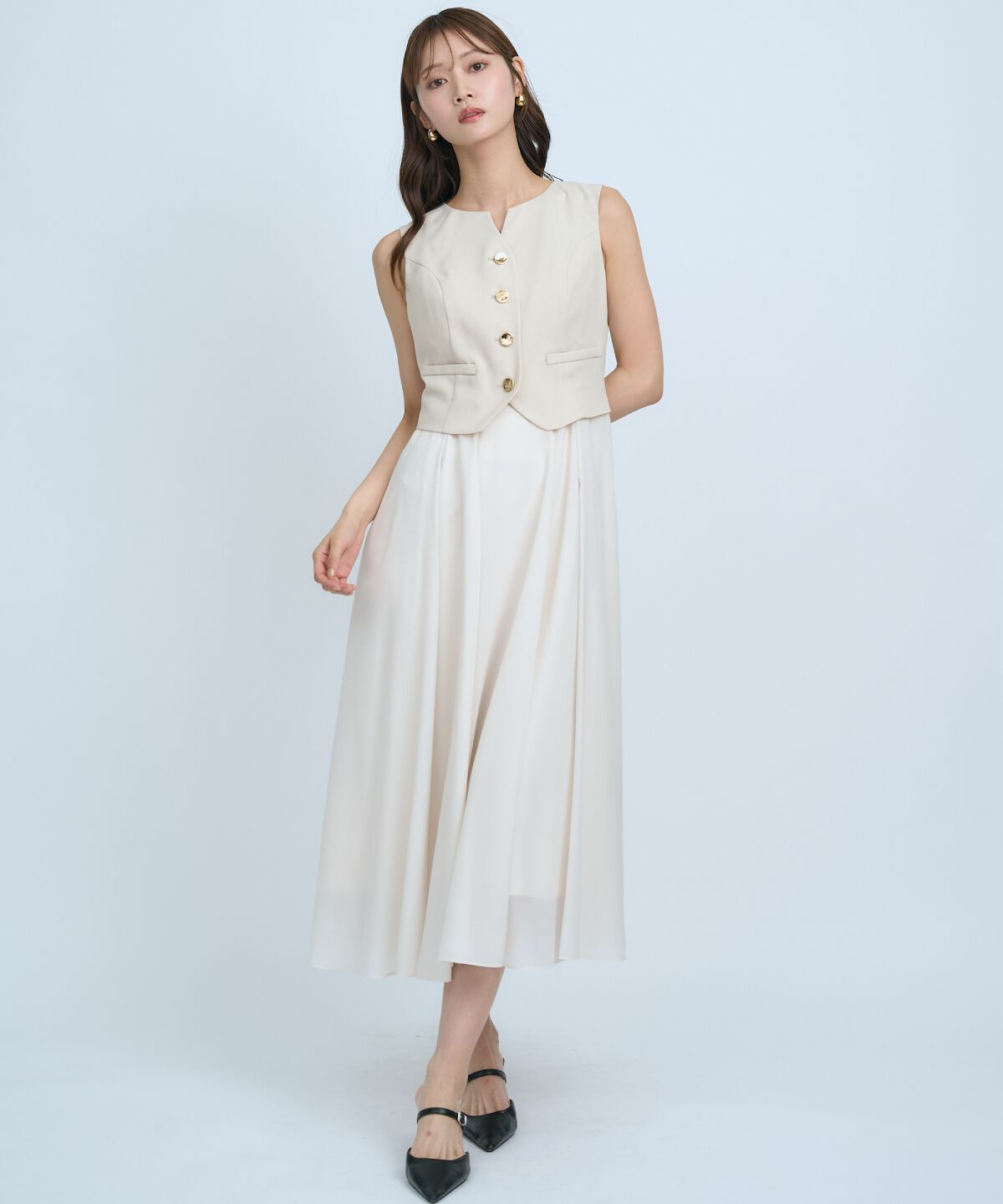 アンドクチュール「ショートジレレイヤードワンピース」|ワンピース|