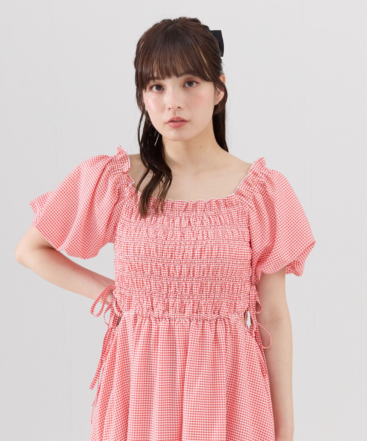 REDYAZEL「シャーリングギンガムチェックワンピース」|ワンピース|