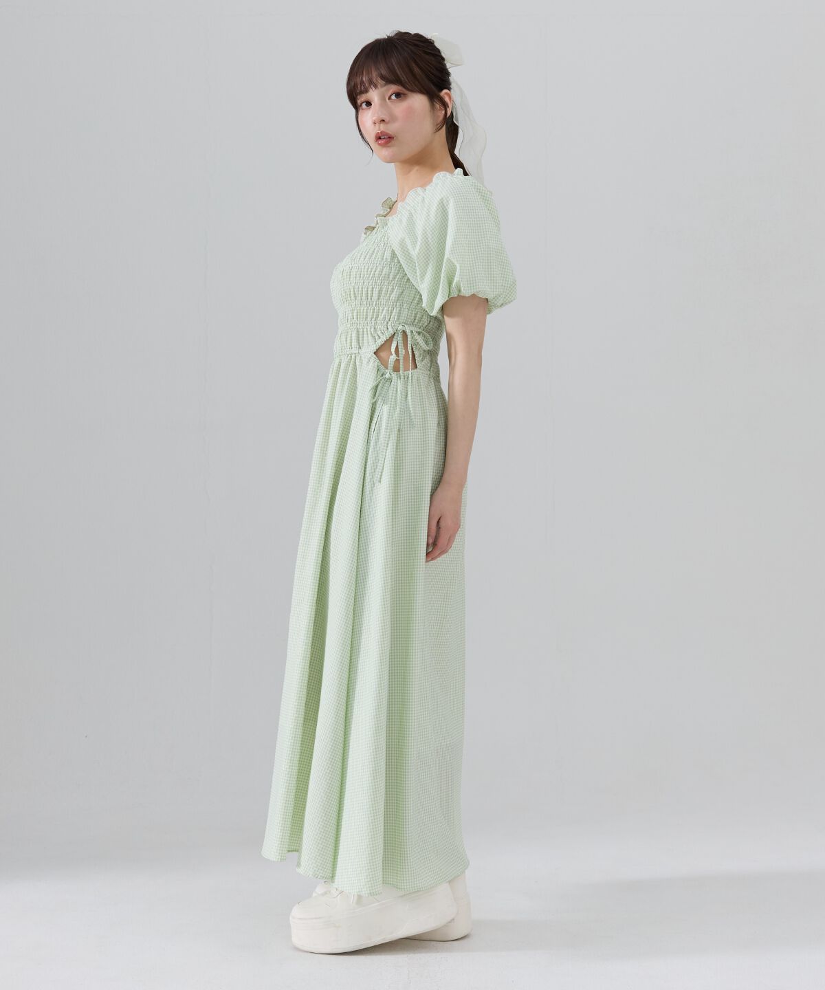 REDYAZEL「シャーリングギンガムチェックワンピース」|ワンピース|