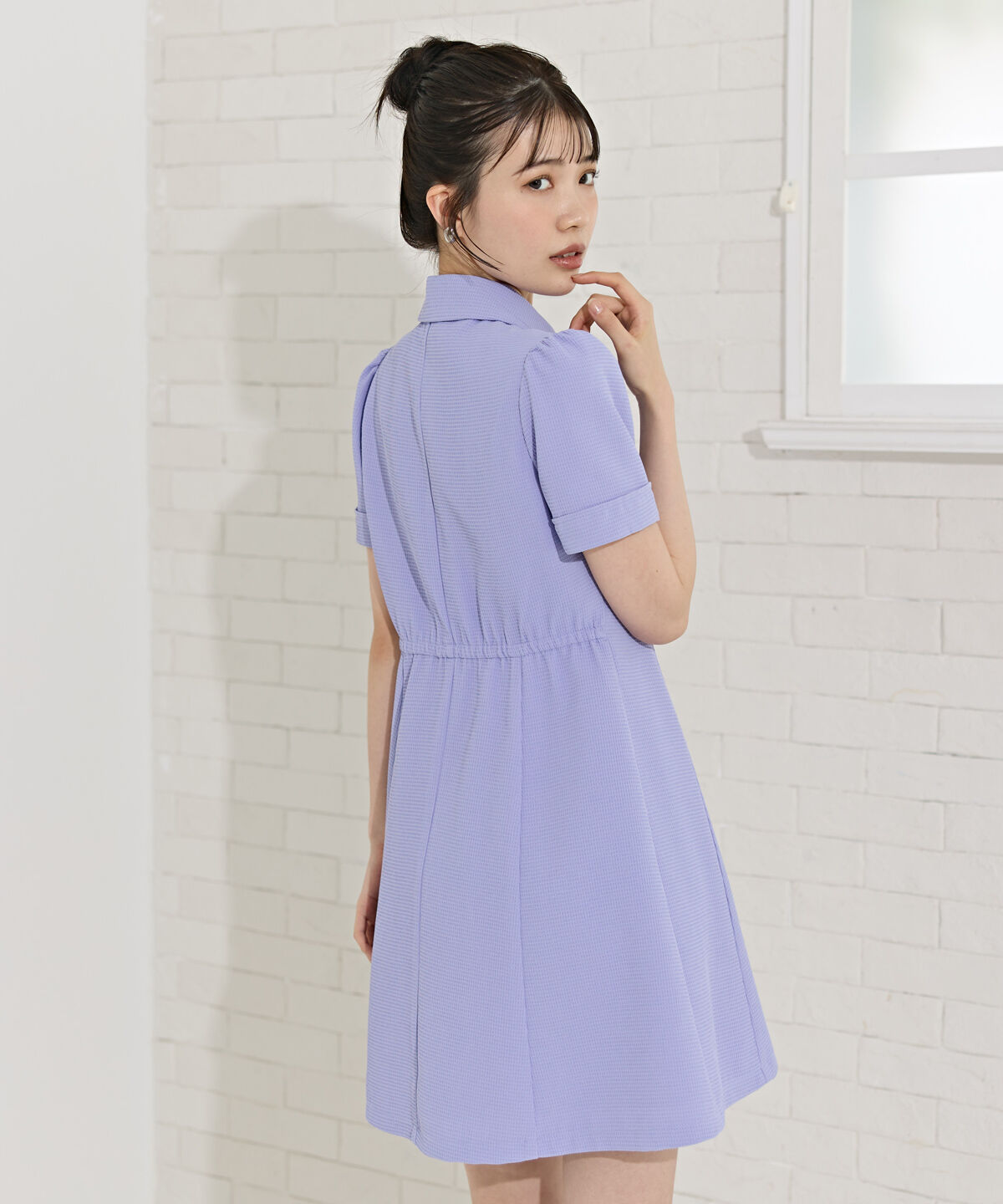 REDYAZEL「エンブレムボタンワッフルシャツワンピース」|ワンピース|