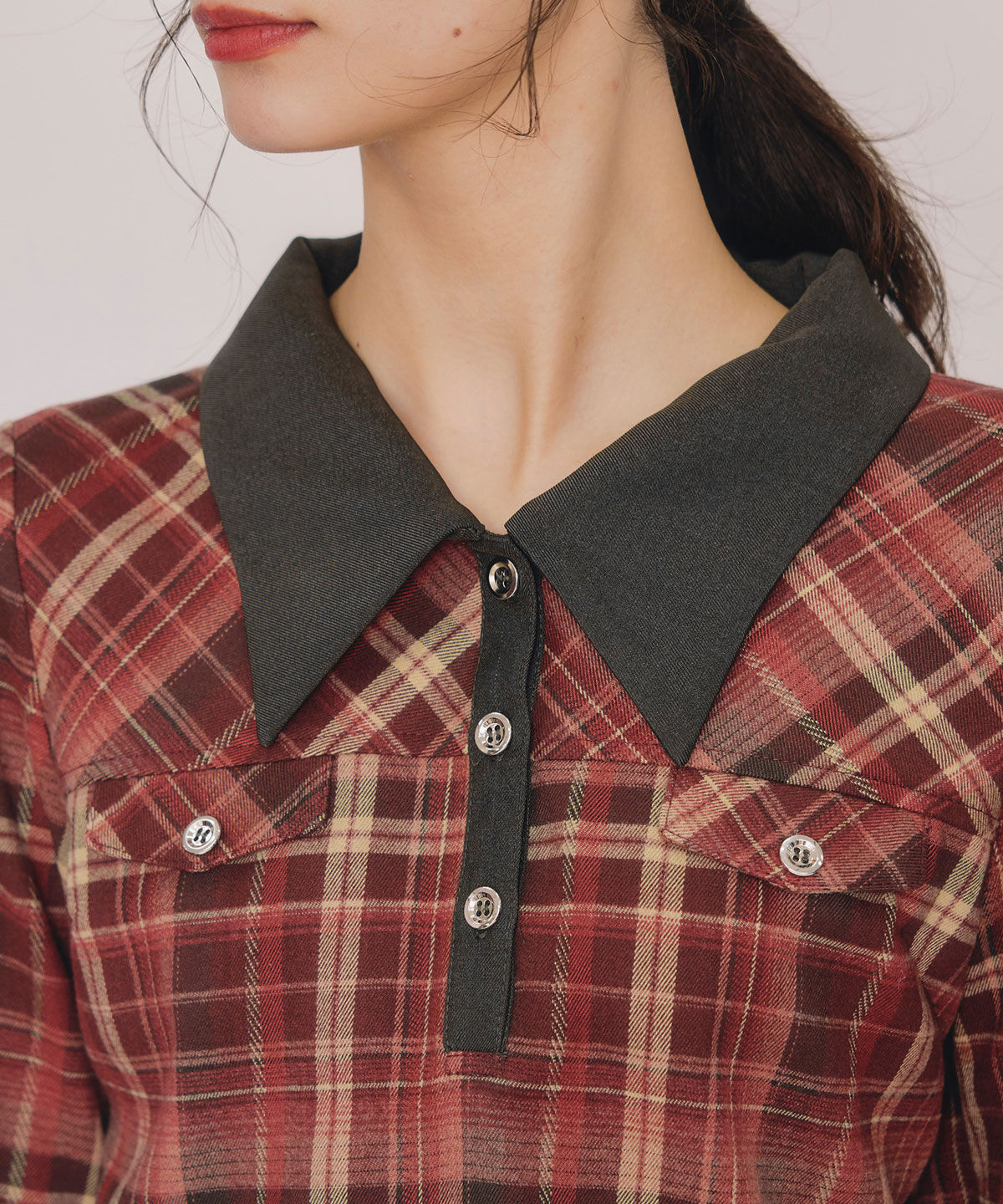 REDYAZEL「バイアスチェックショートブラウス&times;プリーツミニスカートセットアップ」|ワンピース|