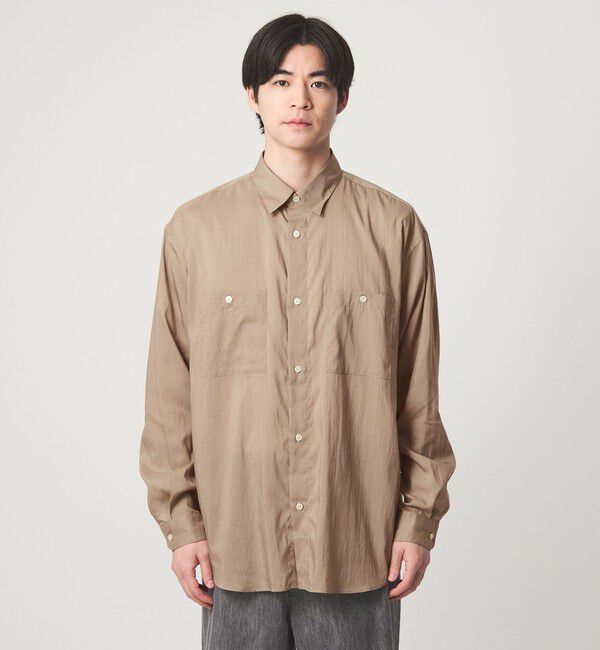 UNITED ARROWS green label relaxing「レーヨンナイロン ワッシャー ダブルパッチポケット レギュラーカラー シャツ」|シャツ・ブラウス|