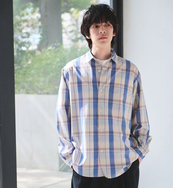 UNITED ARROWS green label relaxing「ウォッシャブル トロ パターン ジャストルーズ シャツ -ストレッチ-」|シャツ・ブラウス|BEIGE