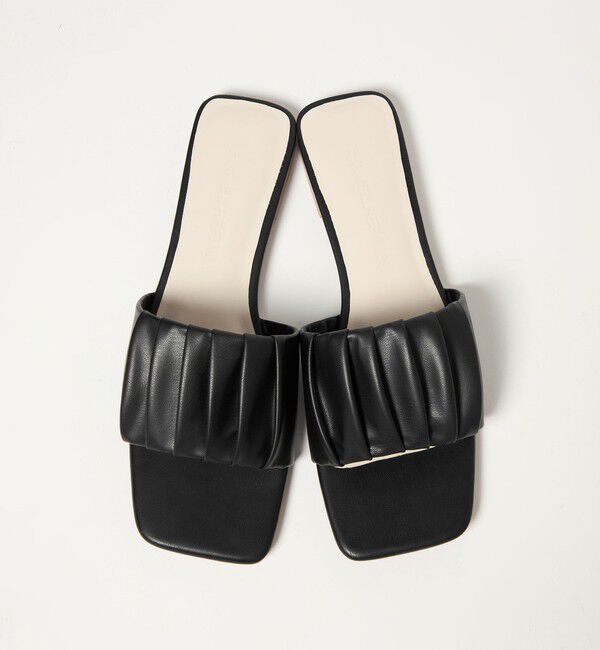 EMMEL REFINES「＜EMMEL REFINES＞EM ギャザー フラット サンダル」|サンダル|BLACK