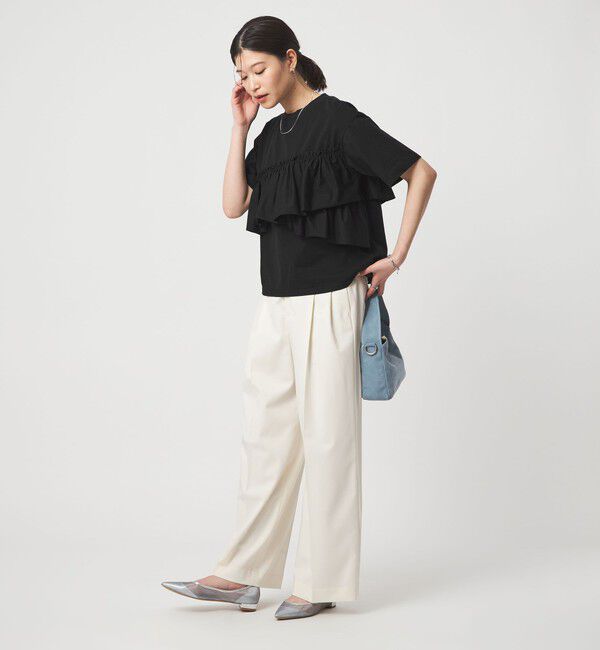 UNITED ARROWS green label relaxing「【WEB限定】＜at ease＞フリル カットソー 接触冷感 UVカット 遮熱」|Tシャツ・カットソー|