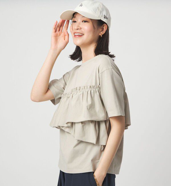 UNITED ARROWS green label relaxing「【WEB限定】＜at ease＞フリル カットソー 接触冷感 UVカット 遮熱」|Tシャツ・カットソー|BEIGE