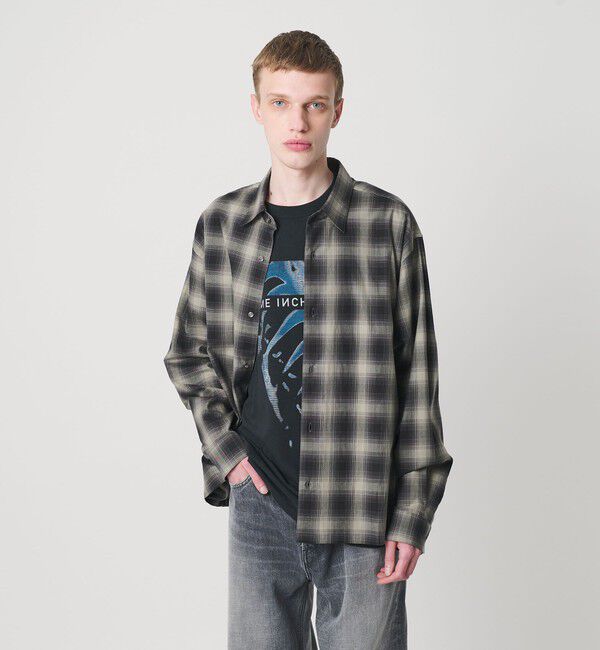 MONKEY TIME「コットン クロップド シャツ」|シャツ・ブラウス|BLACK