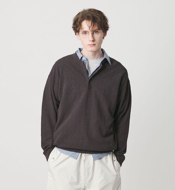 BEAUTY&YOUTH UNITED ARROWS「テクスチャード 3ボタン ヘンリーネック ニット ウォッシャブル」|ニット・セーター|