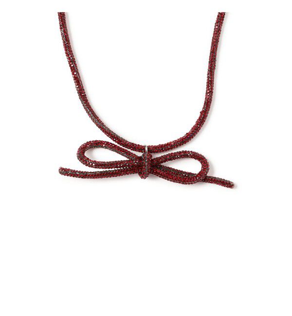 Ray BEAMS 「LOTUS PINK / ラインストーン ボウ ネックレス」|ネックレス|RED