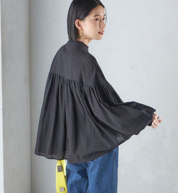 SHIPS for women「〈洗濯機可能〉スタンドフリル ボリューム ブラウス 24SS ◇」|シャツ・ブラウス|ブラック