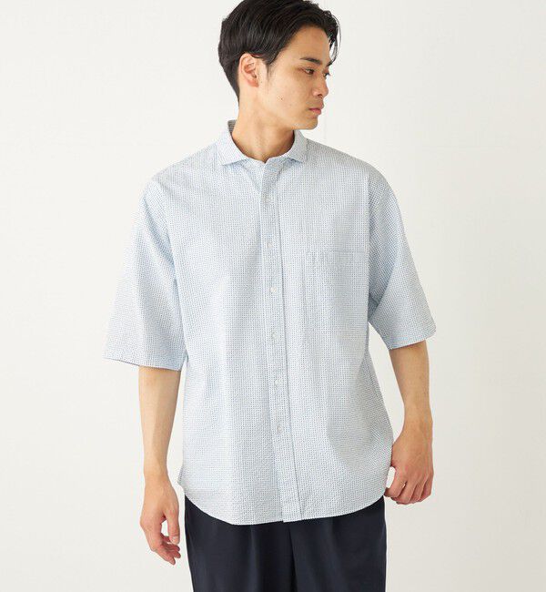 SHIPS Colors 「SHIPS Colors:〈洗濯機可能〉リップル プリント ショートスリーブ シャツ」|シャツ・ブラウス|ホワイト