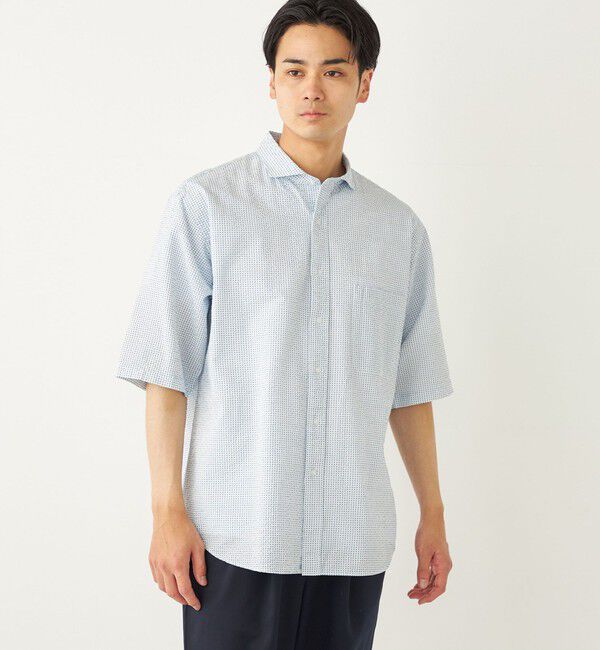 SHIPS Colors 「SHIPS Colors:〈洗濯機可能〉リップル プリント ショートスリーブ シャツ」|シャツ・ブラウス|