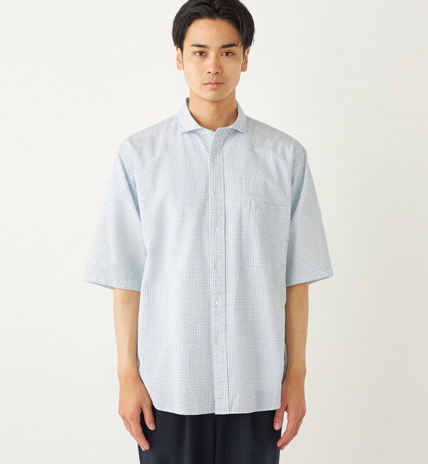 SHIPS Colors 「SHIPS Colors:〈洗濯機可能〉リップル プリント ショートスリーブ シャツ」|シャツ・ブラウス|