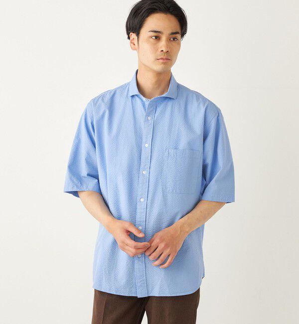 SHIPS Colors 「SHIPS Colors:〈洗濯機可能〉リップル プリント ショートスリーブ シャツ」|シャツ・ブラウス|