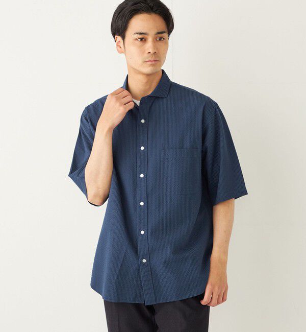 SHIPS Colors 「SHIPS Colors:〈洗濯機可能〉リップル プリント ショートスリーブ シャツ」|シャツ・ブラウス|