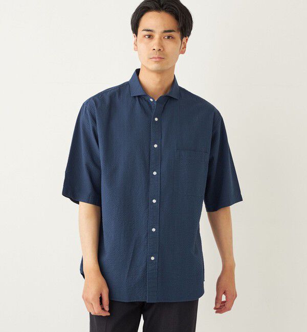 SHIPS Colors 「SHIPS Colors:〈洗濯機可能〉リップル プリント ショートスリーブ シャツ」|シャツ・ブラウス|