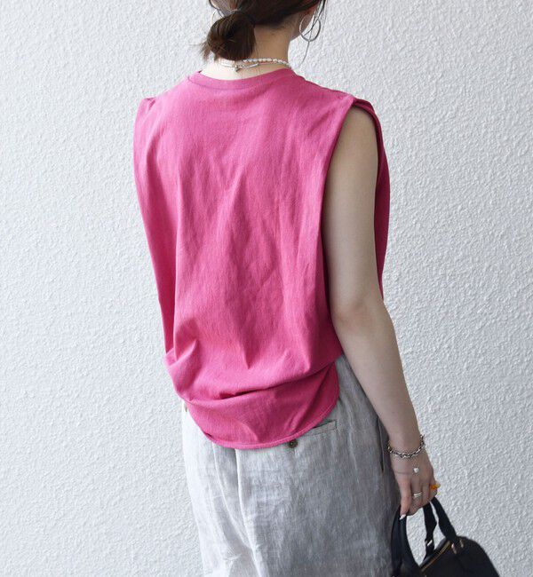 SHIPS any「《一部追加予約》SHIPS any:〈抗菌防臭/洗濯機可能〉USAコットン ラウンドヘム ノースリーブ TEE」|Tシャツ・カットソー|