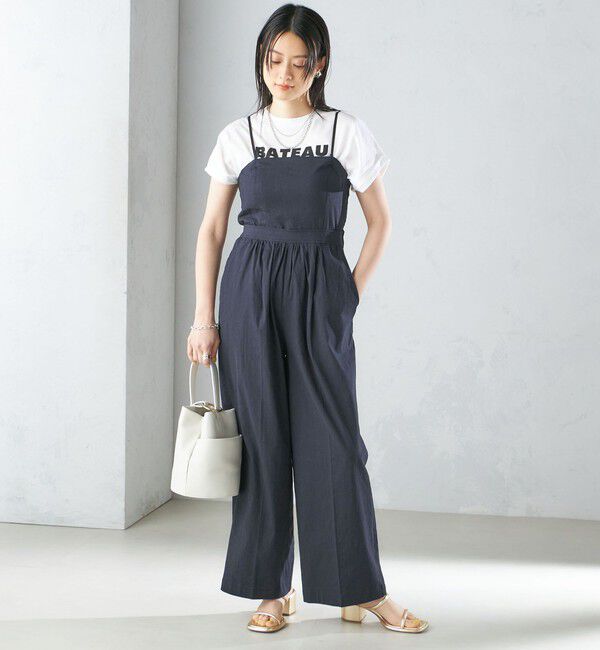 SHIPS for women「〈手洗い可能〉ストレッチ リネン ベアトップ サロペット」|ワンピース|
