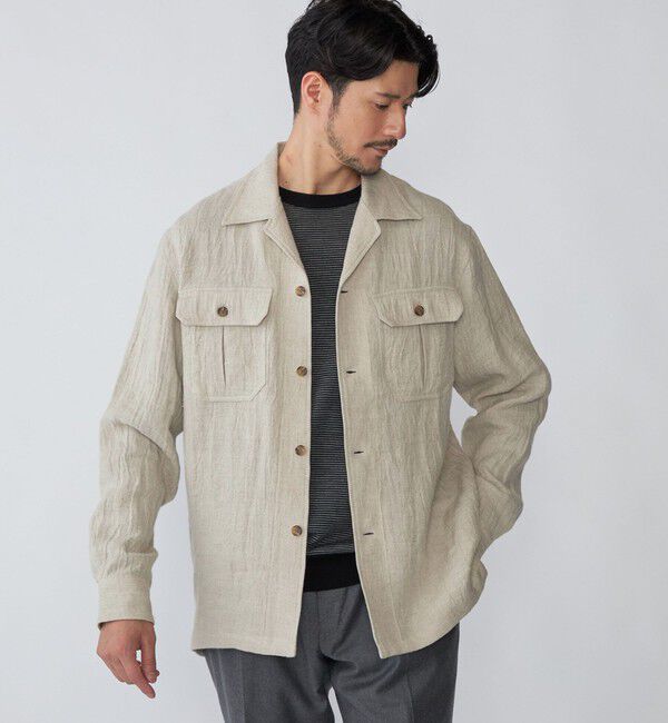 SHIPS「SHIPS: HANDFRAME 16ゲージ マイクロボーダー クルーネック ニット」|ニット・セーター|